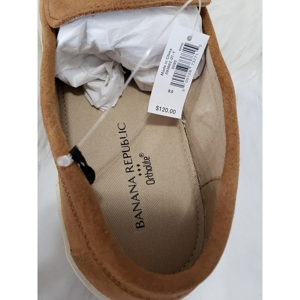 NEW NO BOX SIZE 9.5 Banana Republic Suede Boat Shoe Cognac Slip on loafers brown